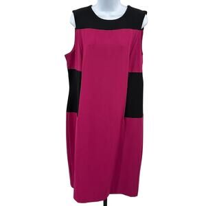 Danny & Nicole Dress Womens 16 Berry Black Colorblock Sheath Zipper Back Career